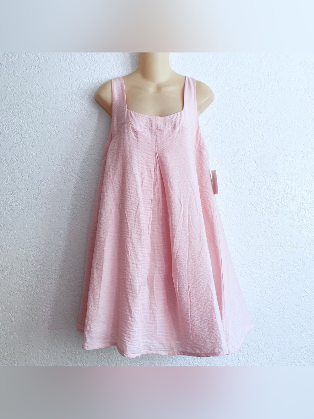 NWT Open Edit Light Pink Lotus Sleeveless A-Line Trapeze Dress Medium Romantic